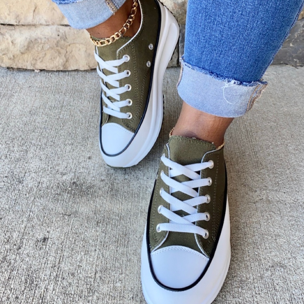 Olive Chunky Canvas Sneaker